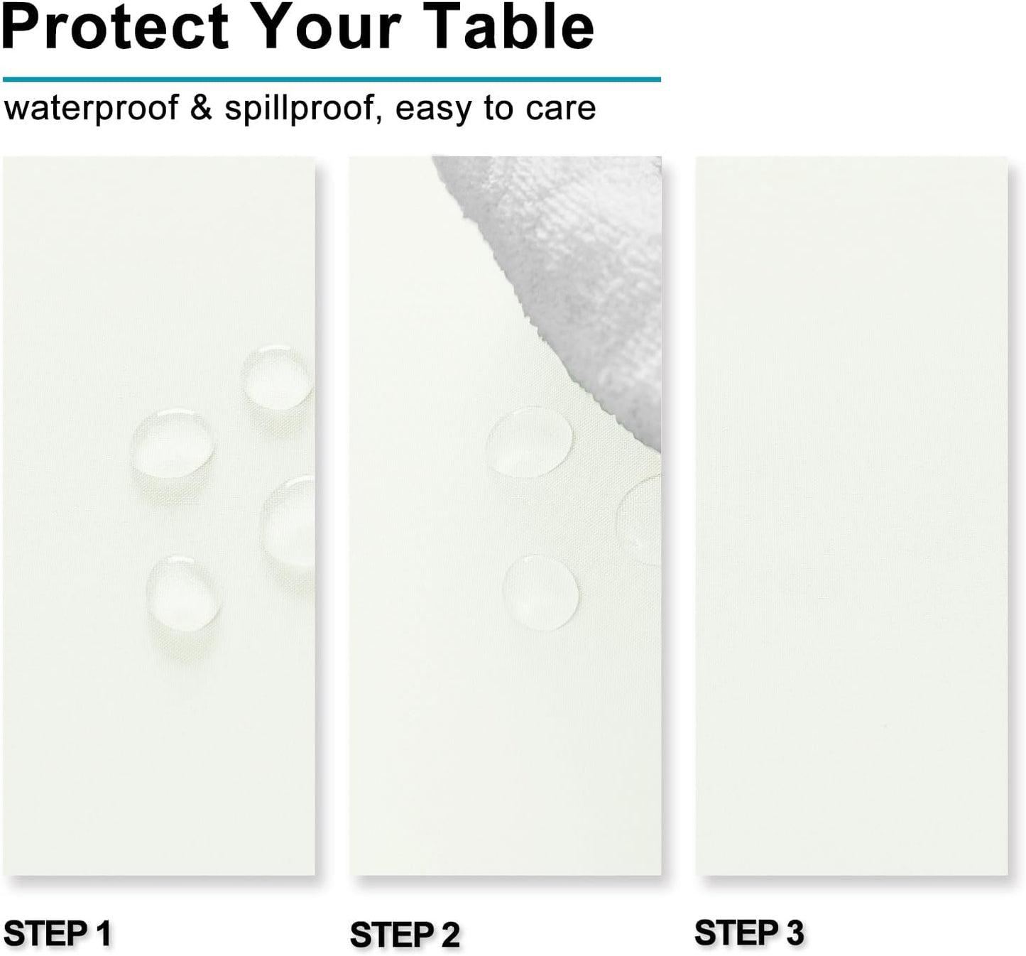 Hiasan Ivory Tablecloth for Rectangle Tables - Waterproof and Spillproof Washable Fabric Table Cloth for Dining Room Kitchen, 70 x 108 Inch
