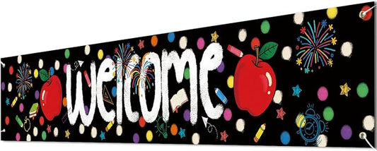 Letjolt Black Welcome Banner Back to School Supplies 6 Ft | Decorations by Letjolt