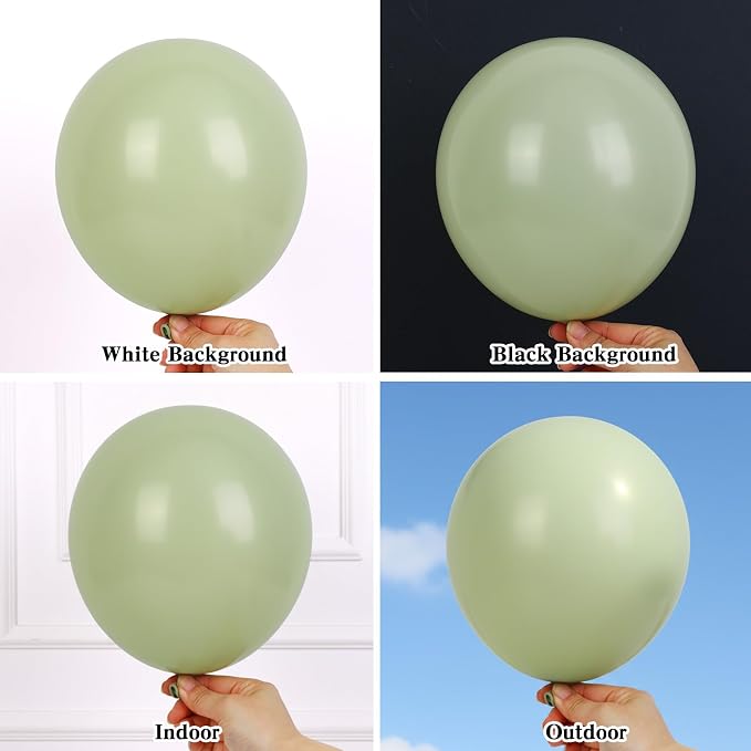 RUBFAC Dusty Green Balloons 129pcs Different Sizes Pack of 18 12 10 5 Inch | - Image 4