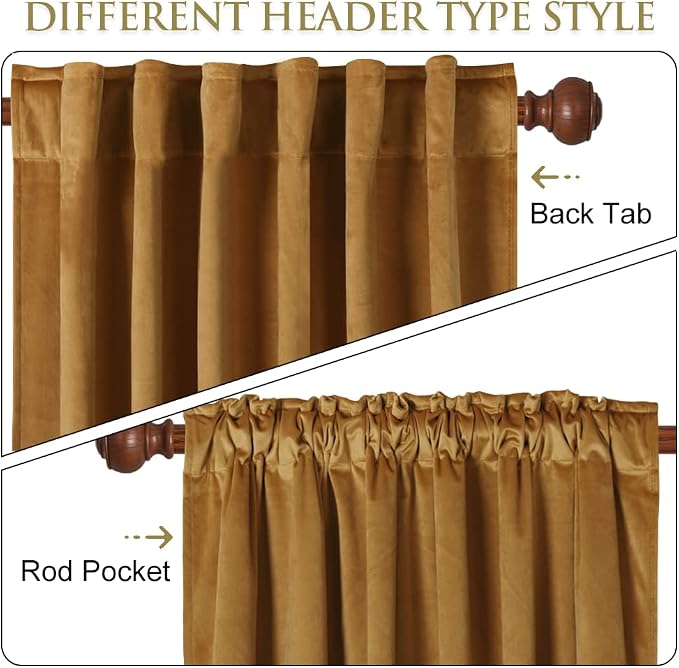 Gold Brown Velvet Curtains 120 Inches Fall Decor - Image 3