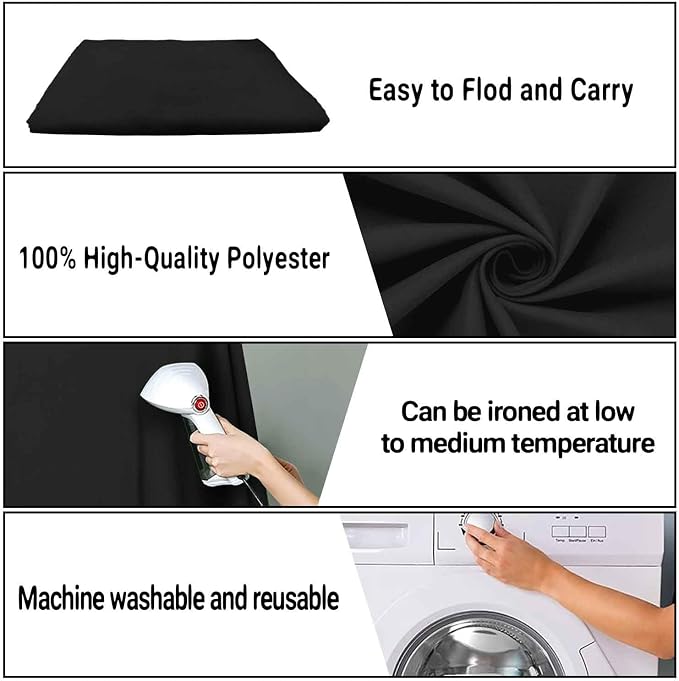 Black Photography Backdrop for Photoshoot, Fabric 8x10ft | Polyester Studio - Image 7