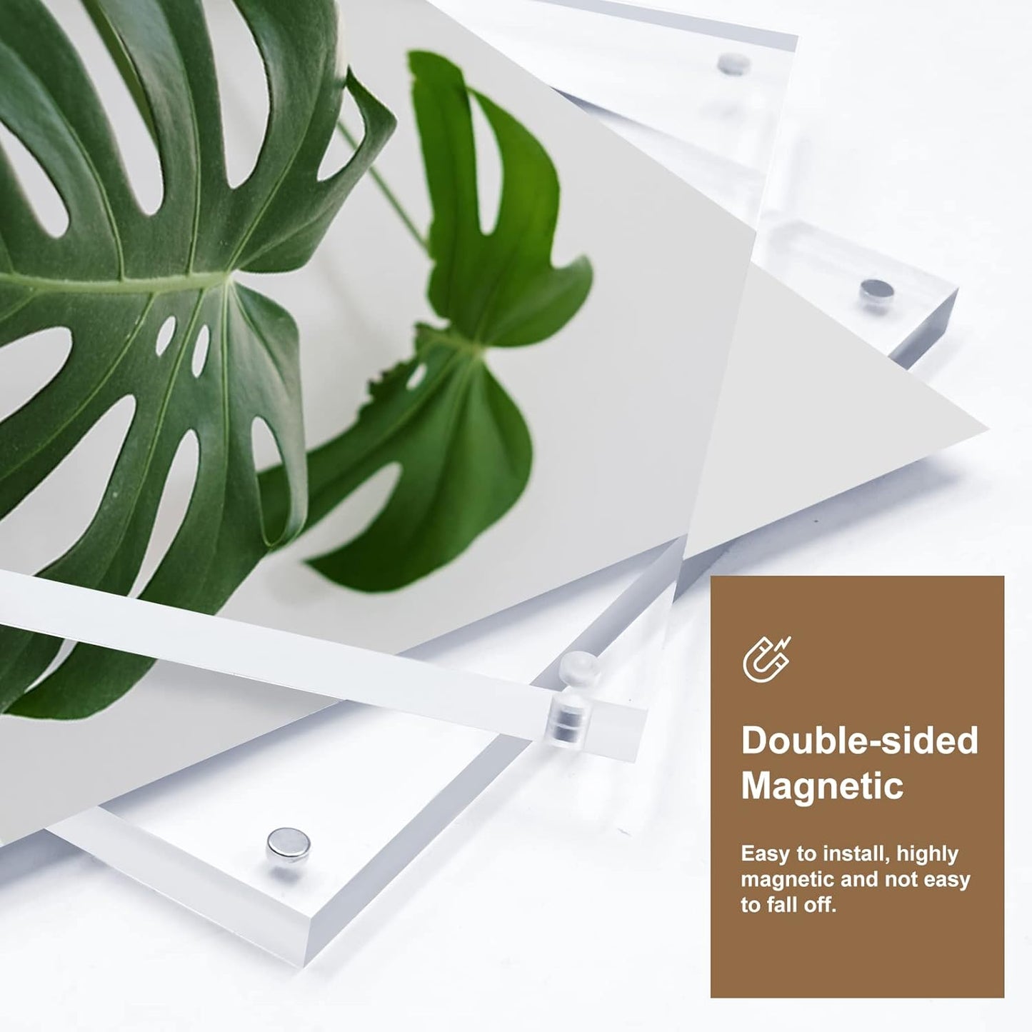 Egofine 6x8 Acrylic Frame 4 Pack, 20mm Thicker Frameless Clear Picture Frame, Double Sided Magnetic Picture Frame, Free Standing Desktop Display