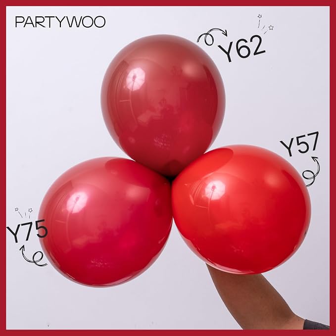 PartyWoo Red Balloons 100 pcs Different Sizes of 18 12 10 5 Inch Red Balloon - Image 4