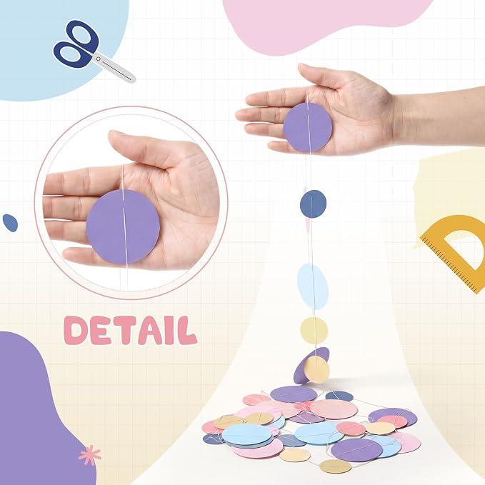 Outus 5 Pieces Colorful Circle Garland Banner Hanging Paper Dot Decorations - Image 3