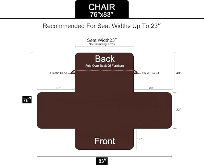 U-NICE HOME Reversible Recliner Chair Covers, Chocolate/Taupe | 23''Armchair - Image 6