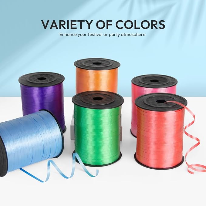 Light Blue Crimped Curling Ribbon, 1/5" Wide x 500 Yards Christmas Curling - Image 5
