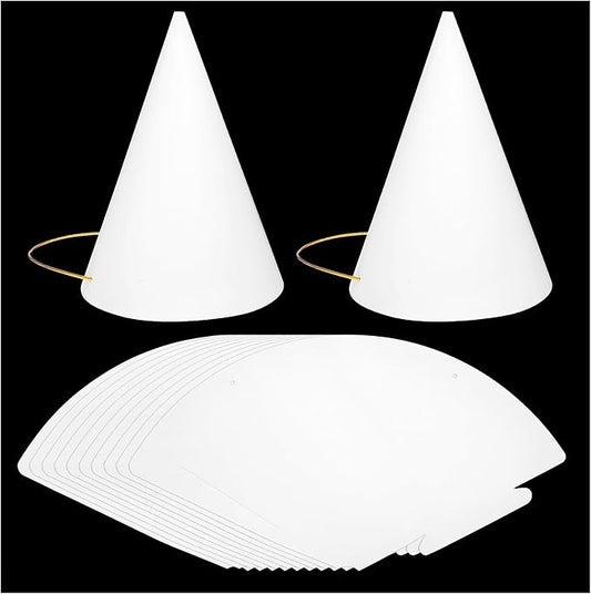 10 Pcs White Party Hats, Birthday DIY Party Hat Crafts by Unknown