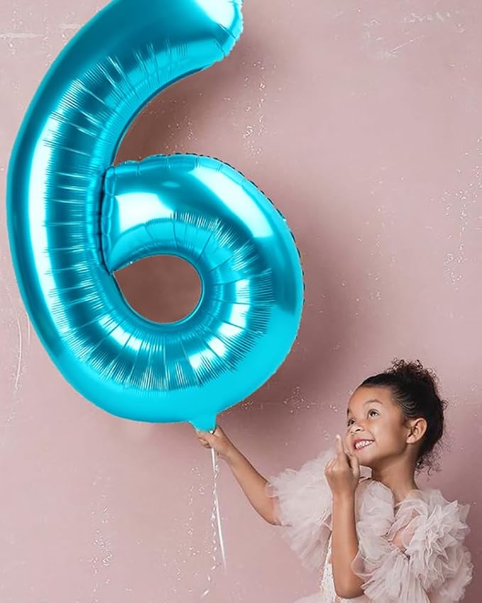 4 Balloon Numbers Birthday Decorations, 40In Light Blue Balloons - Image 4