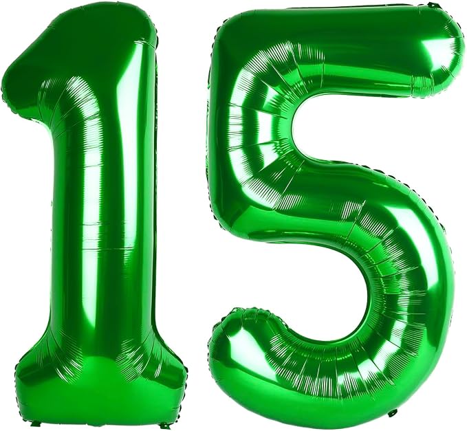 Number Balloons Dark Green 15 Balloon 40 inch by Enyeopd
