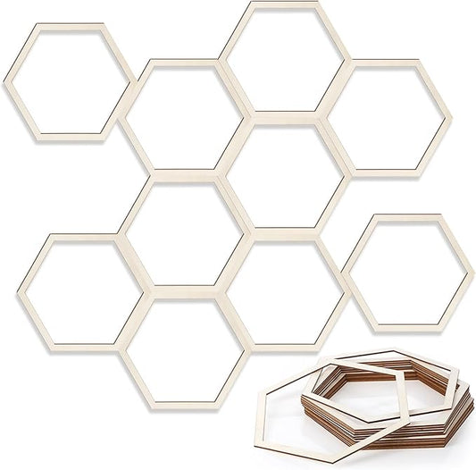 Gerrii 36 Pcs 6.8 Inch Honeycomb Decorations Unfinished Wooden Hexagon Wall by Gerrii