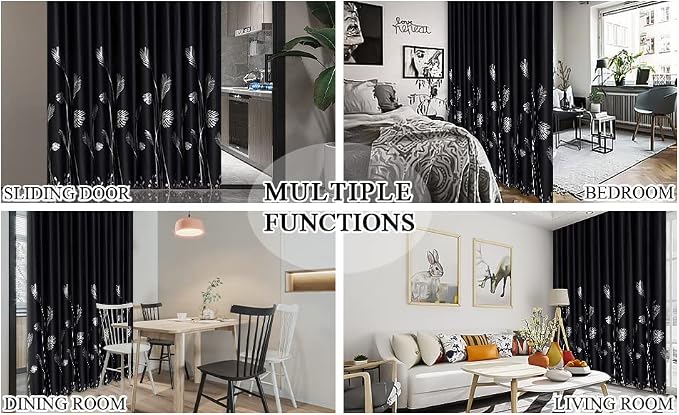 Room Divider Curtain for Sliding Glass Door 120W x 96L Inch Silver Palm Tree - Image 9