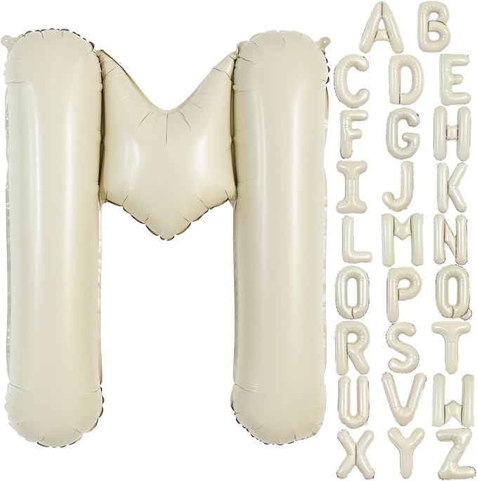 TONIFUL 40 Inch Large Cream White Letter M Balloons Giant Alphabet Letter by TONIFUL