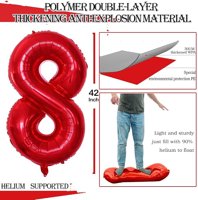 Number 80 Balloons for 80th Birthday Party Decorations, 42 Inch Jumbo Foil - Image 2