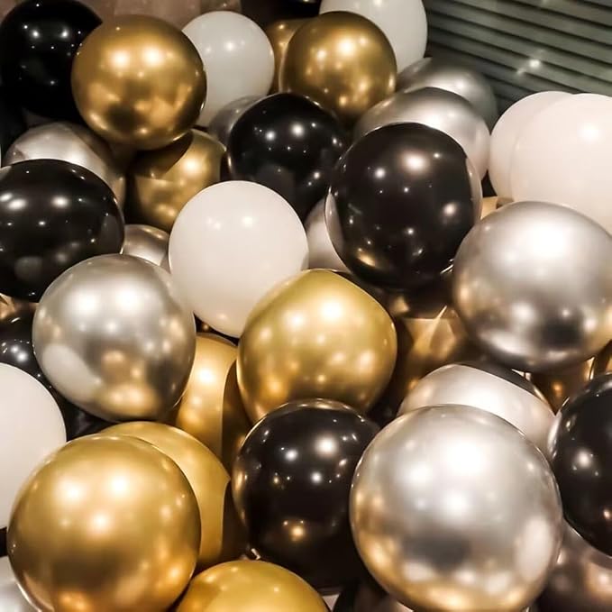 300 Pcs Gold Silver and Black White 5 Inch Balloons Metallic Chrome Shiny - Image 4