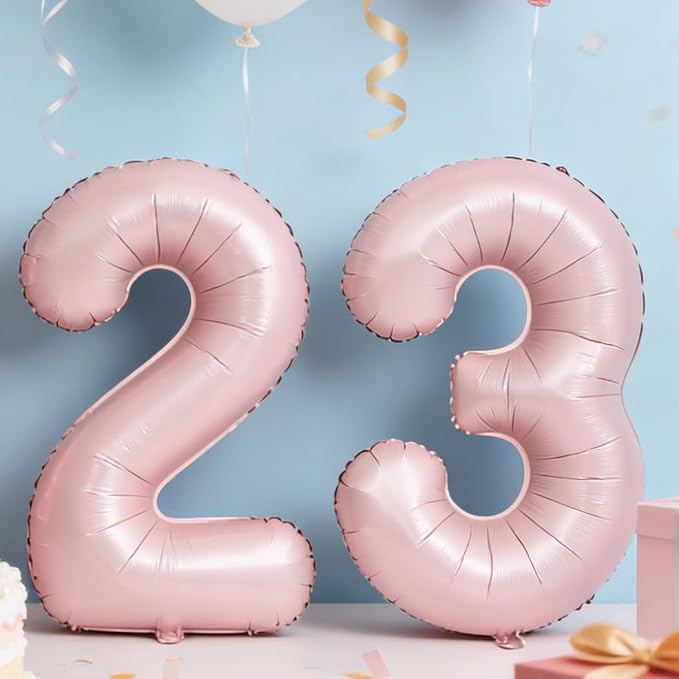 40 In Matte Pink Number Balloons Helium Foil Mylar Balloon Party Digital 3 | - Image 4