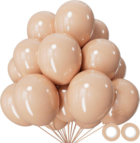 110pcs Nude Balloon 12 inch, Beige Latex Balloons for Birthday Party Baby Shower Wedding(with 2 Ribbons).