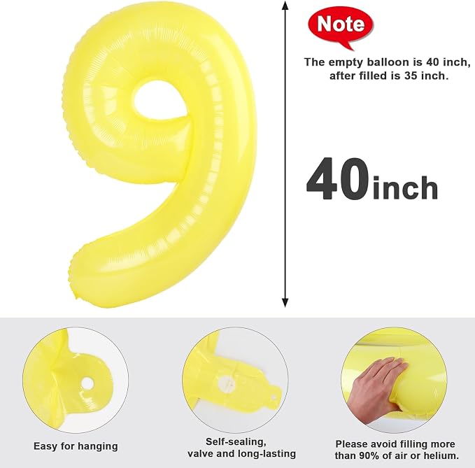 9 Balloon Number 40 Inch Yellow Balloons - Image 6