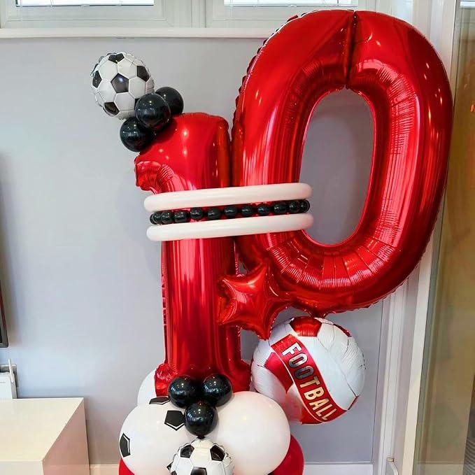 Red 12 Number Balloons, 40 Inch 12 Balloons Foil Mylar Helium Big Red 12 - Image 2