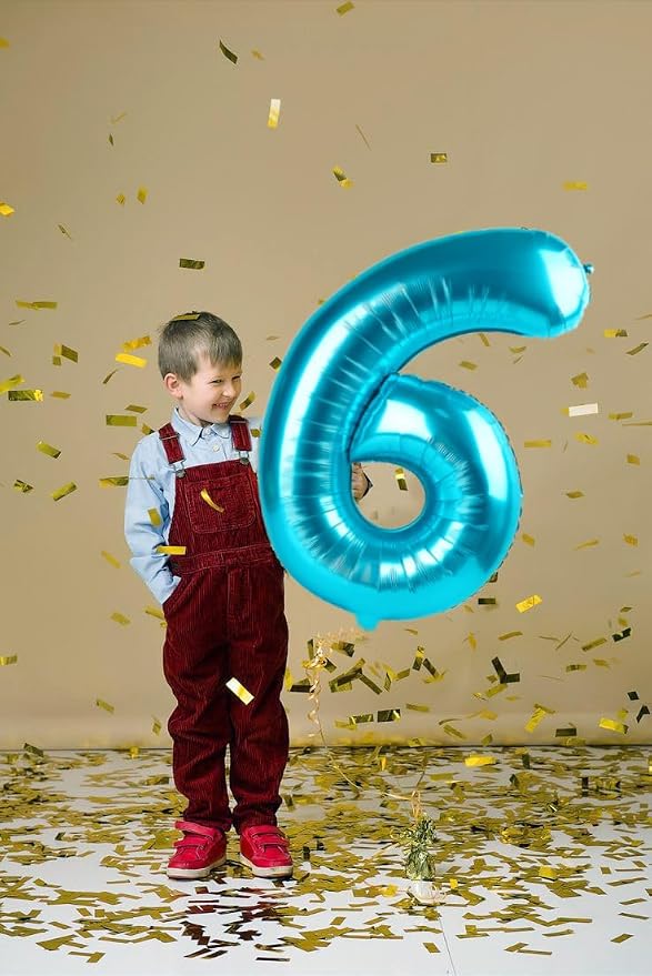 Number 6 Balloons 40 Inch for 6 16 Birthday Party Decorations, Light Blue | - Image 3