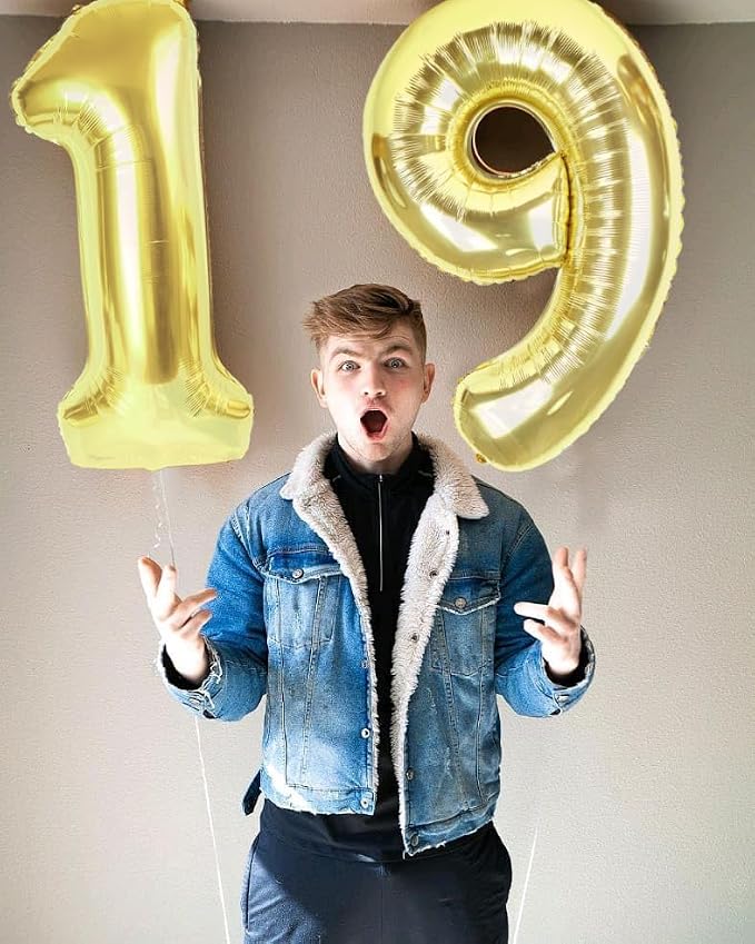 1 Balloon Number 40 Inch Light Gold Balloons - Image 2