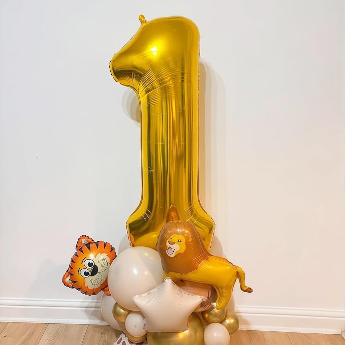 Gold 1 Balloon Number, 40 Inch Number 1 Balloon Large Gold 1 Foil Mylar Helium - Image 2