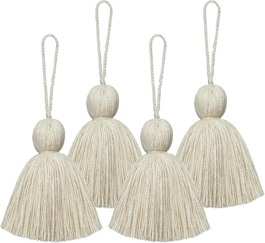 Big Size 4 PCS Tassels for Crafts, Handmade Hanging for Pillow Decor, Blanket by NINGYOHI
