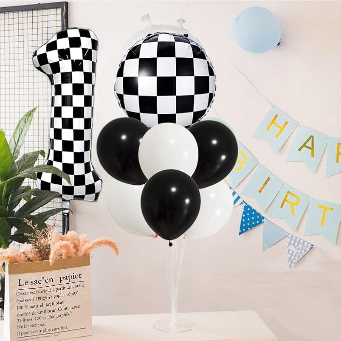 40 Inch Checkered Number Balloon 3 Black and White Number 3 Balloon Foil Helium - Image 5