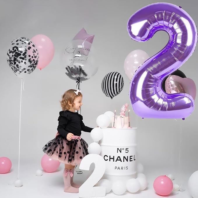 Purple Number Balloons, 40 Inch Purple Balloon 2.2 Helium Balloon 2th Birthday - Image 4