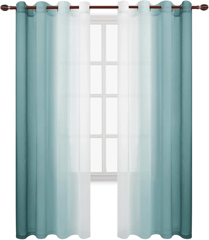 DWCN Ombre Faux Linen Extra Long Sheer Curtains - Image 8