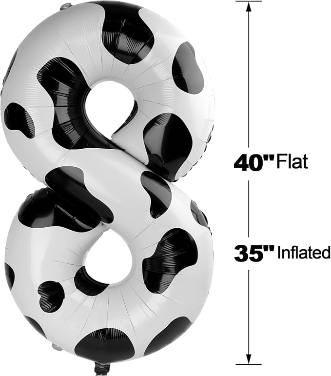 Cow Print Number 8 Balloon 40 inch, Cow Birthday Party Balloons Decorations | - Image 2