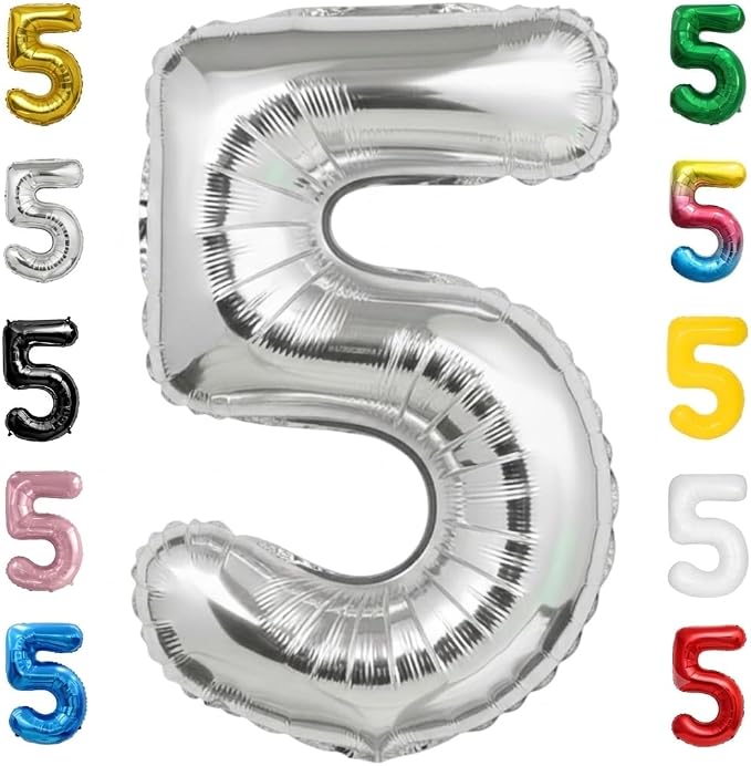 Silver Number Balloon 5 Mylar Foil Balloons 40 inch by Unknown