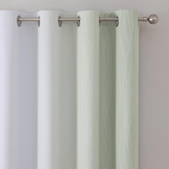 Sage and Greyish White Blackout Curtains 54 Inch Length, Light Blocking - Image 4
