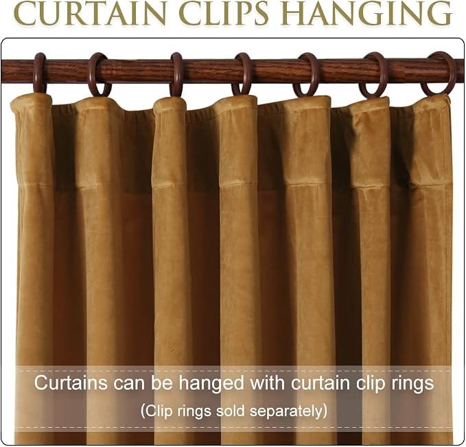 Gold Brown Velvet Curtains 120 Inches Fall Decor - Image 4