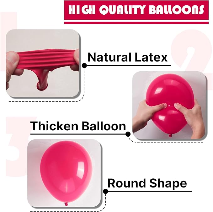 PartyWoo Hot Balloons 50pcs Small Mini Dark Pink Magenta Balloons 5 Inch | - Image 6