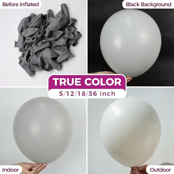 Bezente Gray Latex Matte Party Balloons 150 Pack 5 inch Small | Pastel Grey - Image 2
