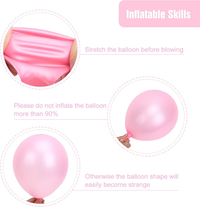 RUBFAC Pearl Pink Balloons 129pcs Different Sizes Pack of 18 12 10 5 Inch | - Image 3