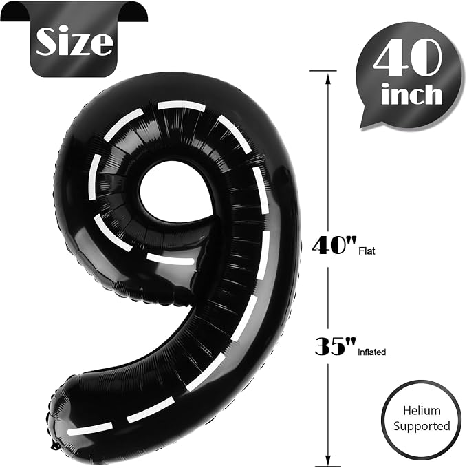 Line 9 Balloon - Number Balloon 40 Inch, 9th Line Birthday Decorations | Giant - Image 5