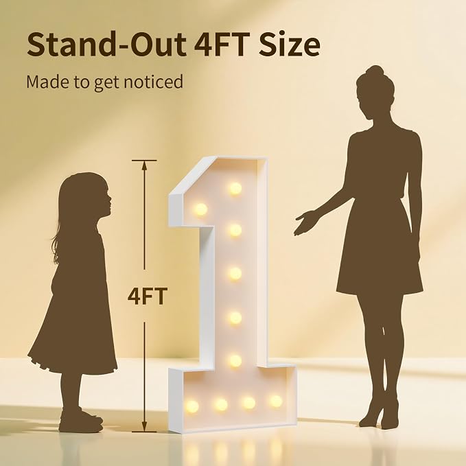 4FT Light Up Marquee Number 30 Warm White Light | Decorations - Image 3