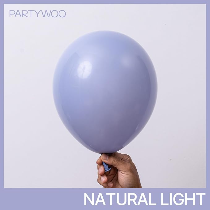PartyWoo Dusty Blue Balloons 140pcs Boho Dusty Purple Muted Lavender Color | 18 - Image 3