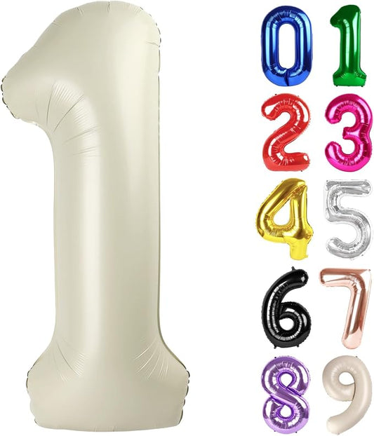 1 Balloon - Cream Birthday Number Balloons, 40 Inch Decorations Men Women | by ALPHADELTAPI