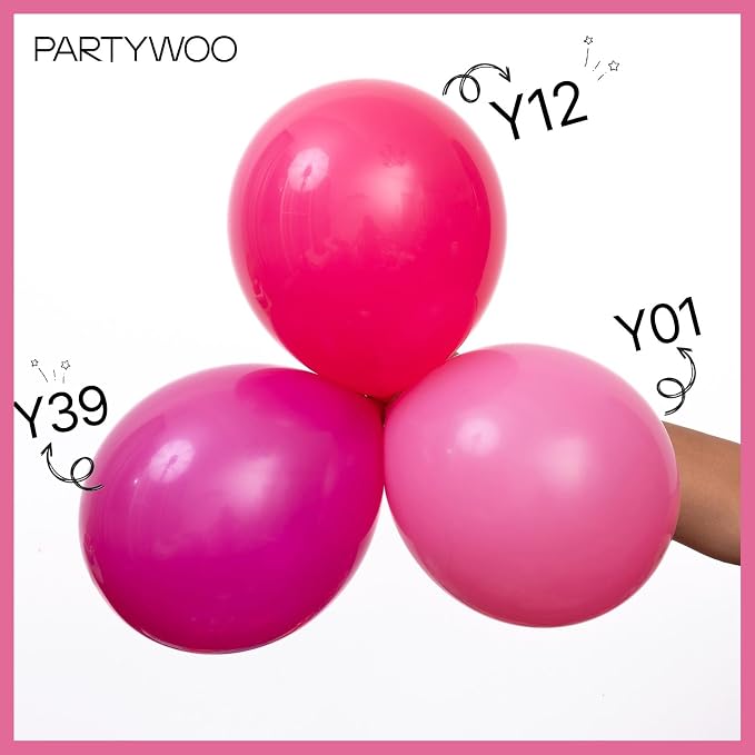 PartyWoo Hot Pink Balloons 140pcs Magenta Fuchsia Dark Pink Color | 18 12 10 5 - Image 4