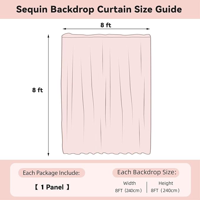 Sugargirl White Iridescent Sequin Backdrop Curtain 8FTx8FT Glitter White - Image 6