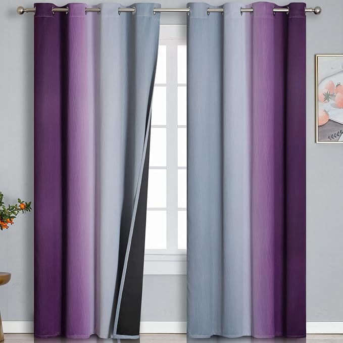Grey and Purple Blackout Curtains by ESTELARTEXTILER
