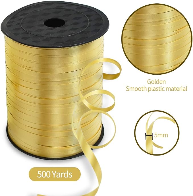 TONIFUL 500 Yards Gold Curling Ribbon Balloon String Gift Wrapping Decor | Gold - Image 2