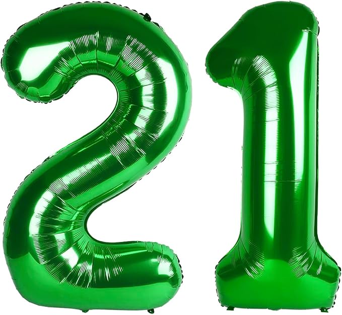 Number Balloons 21 Balloon 40 inch Dark Green by Enyeopd