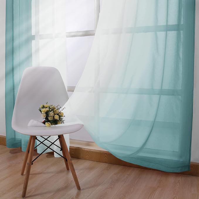 DWCN Faux Linen Ombre Sheer Curtains - Image 6