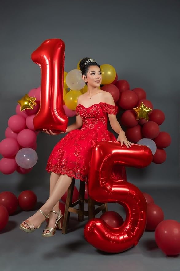 16 Balloon Number 40 Inch Red Balloons - Image 2