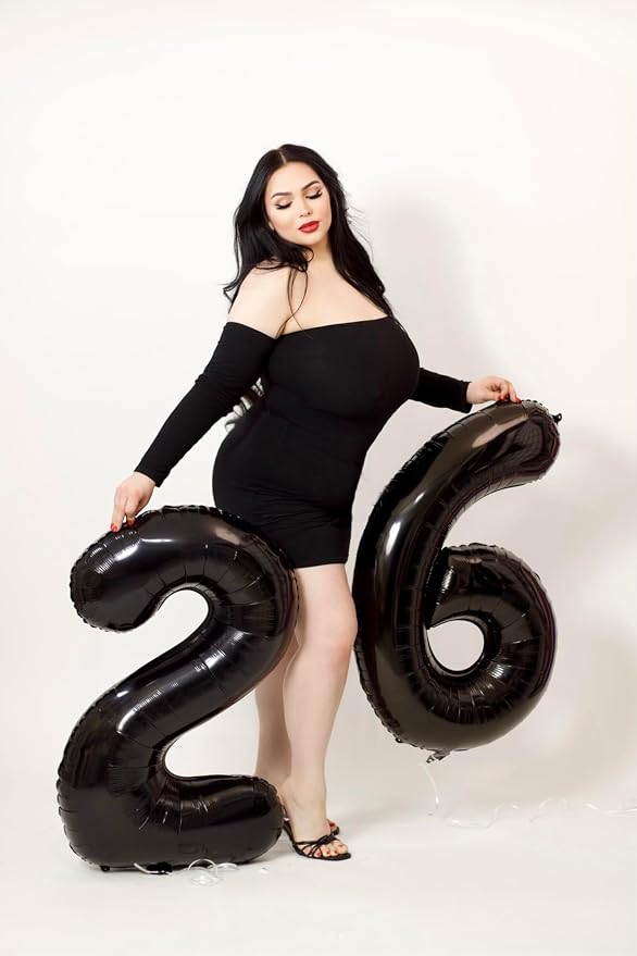 6 Balloon Numbers Party Decorations, 40In Black Balloons - Image 4