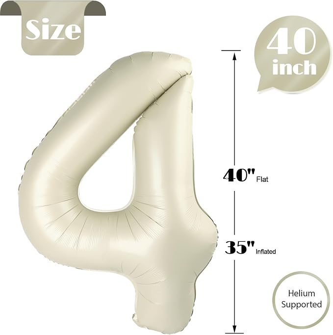 Cream Number 4 Balloon 40 Inch - Image 5