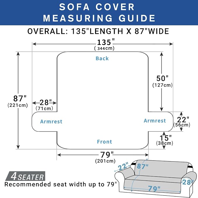 XINEAGE Oversized Sofa Cover Waterproof Couch Covers - Image 6